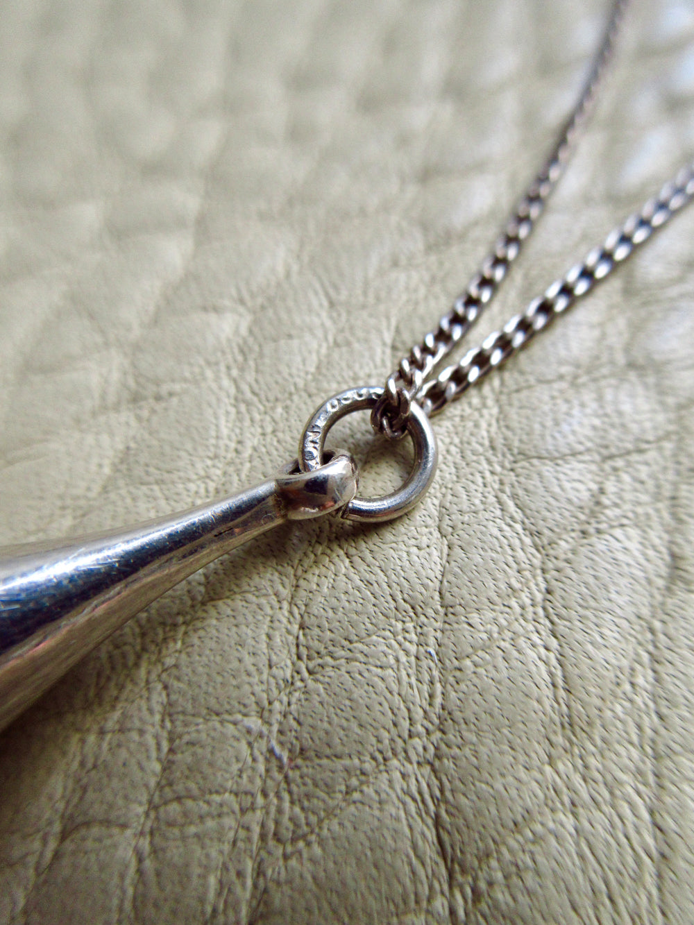 Vintage Silver Droplet Pendant & Chain - 21.5 inch length