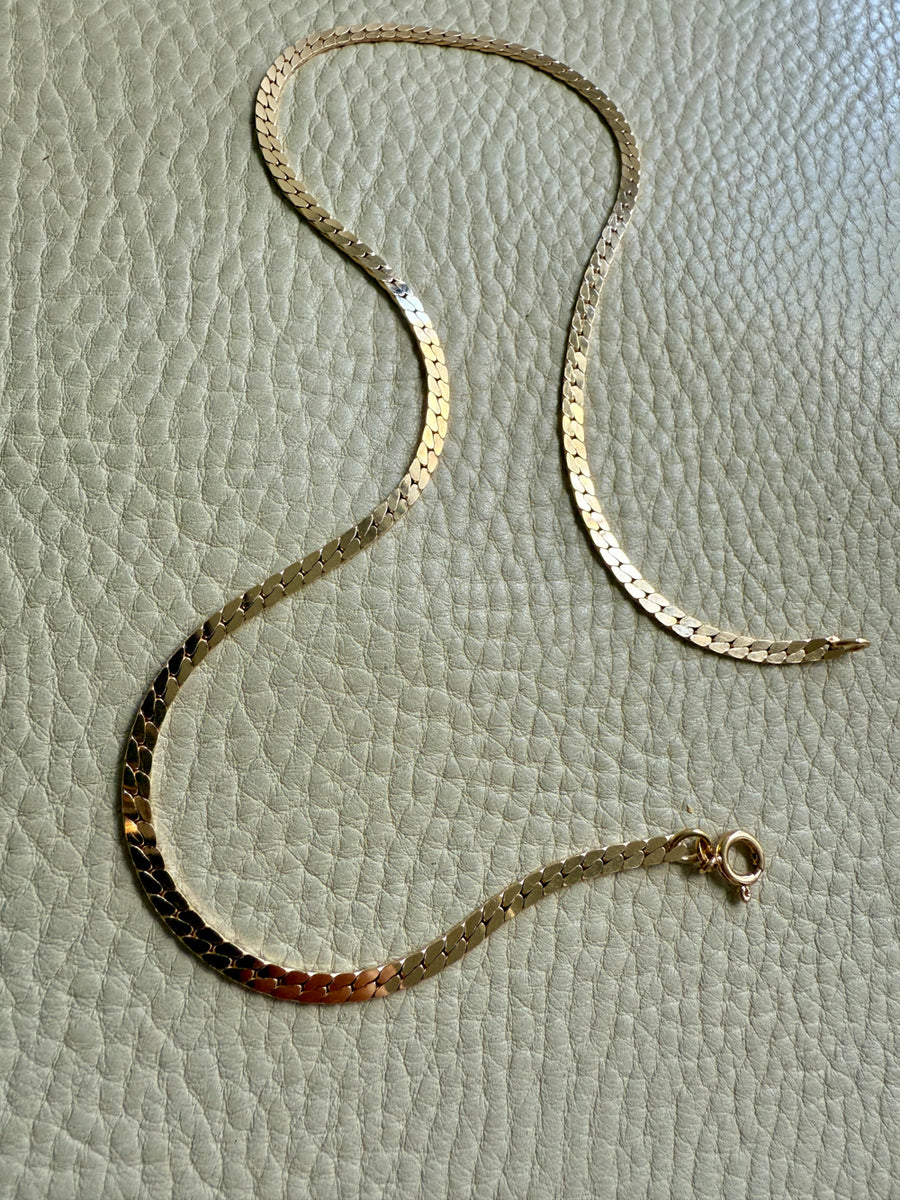 EXCELLENT! Vintage Italian 18k gold special tight curb chain mirrored necklace by Balestra- 17 inch length