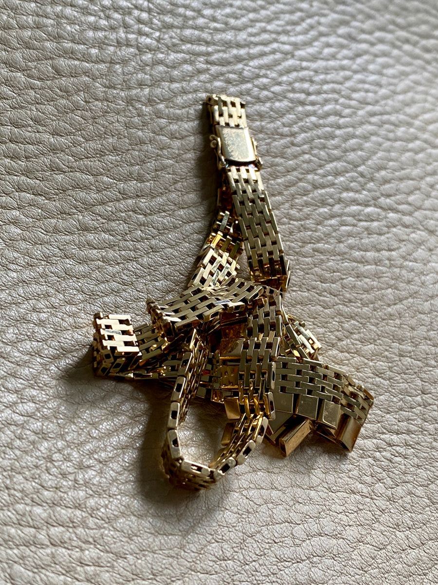 RADIANT! 14k Gold Cleopatra Link Necklace - Vintage Danish - 17 inch length