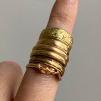 Scandinavian 18k gold ring with surface patterning- size 9