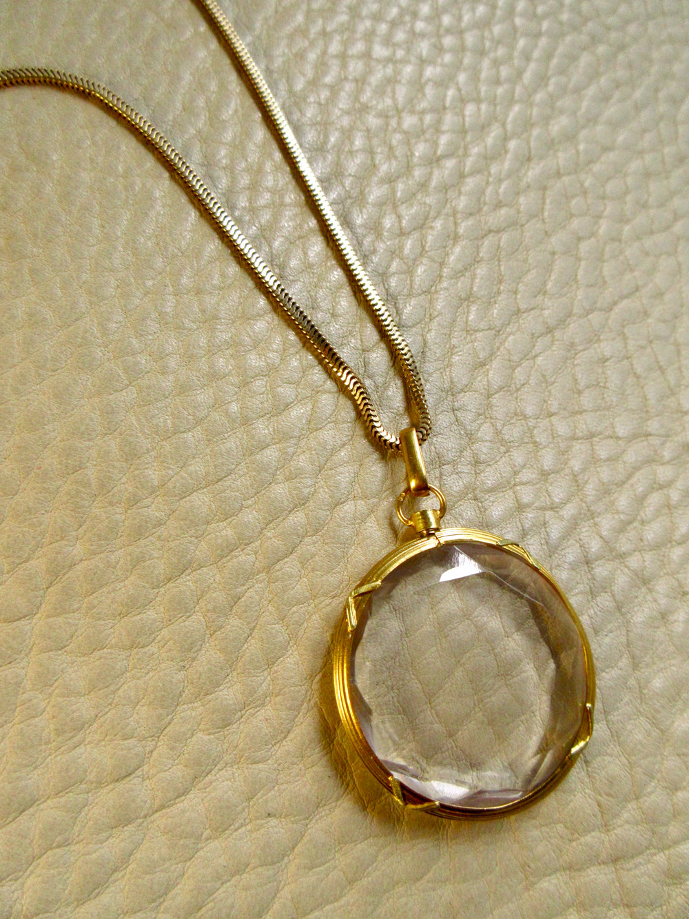 French Antique Glass Locket 18k Gold Bezel – 1.7 inch
