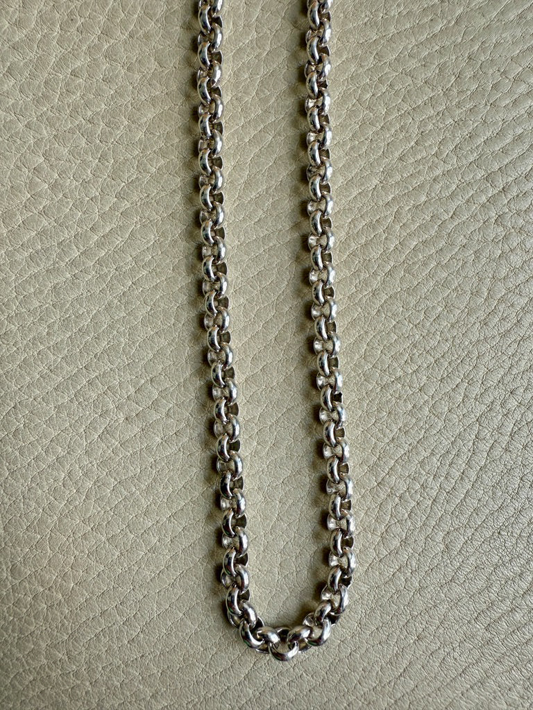 Chubby Vintage Silver British Rolo Link Necklace- 18 inch length
