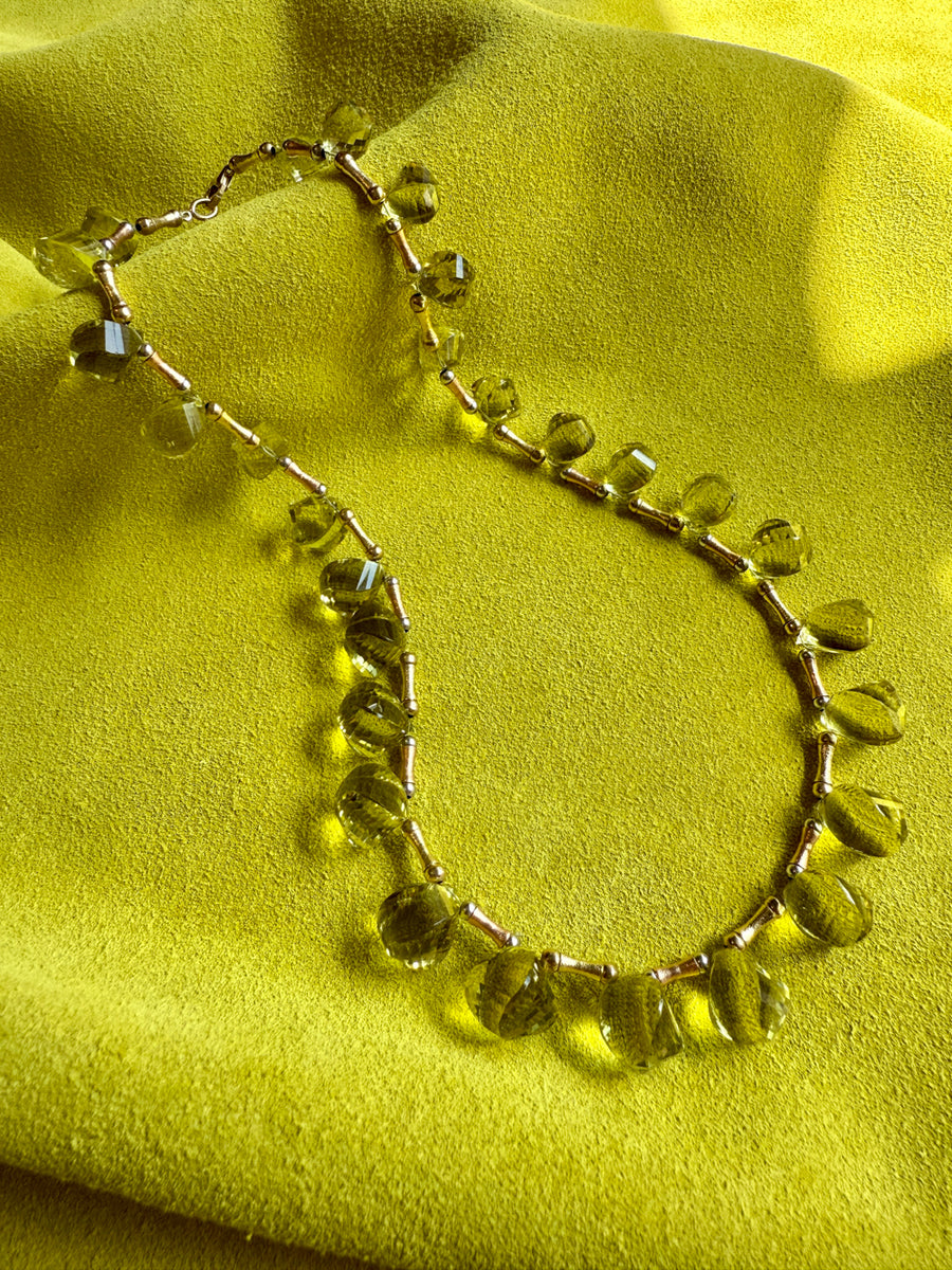 JUICY! Graduated Lemon Quartz and 14k gold necklace - 18 inch length