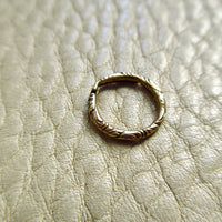 9k Gold Georgian era Split Ring Charm Holder with floral engraving n- 0.5 inch diameter