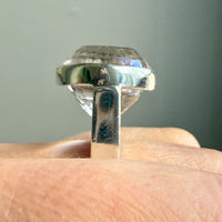 SPARKLES!! 1972 Ove Bohlin Modernist Silver and Quartz Cocktail Ring - Size 7.5