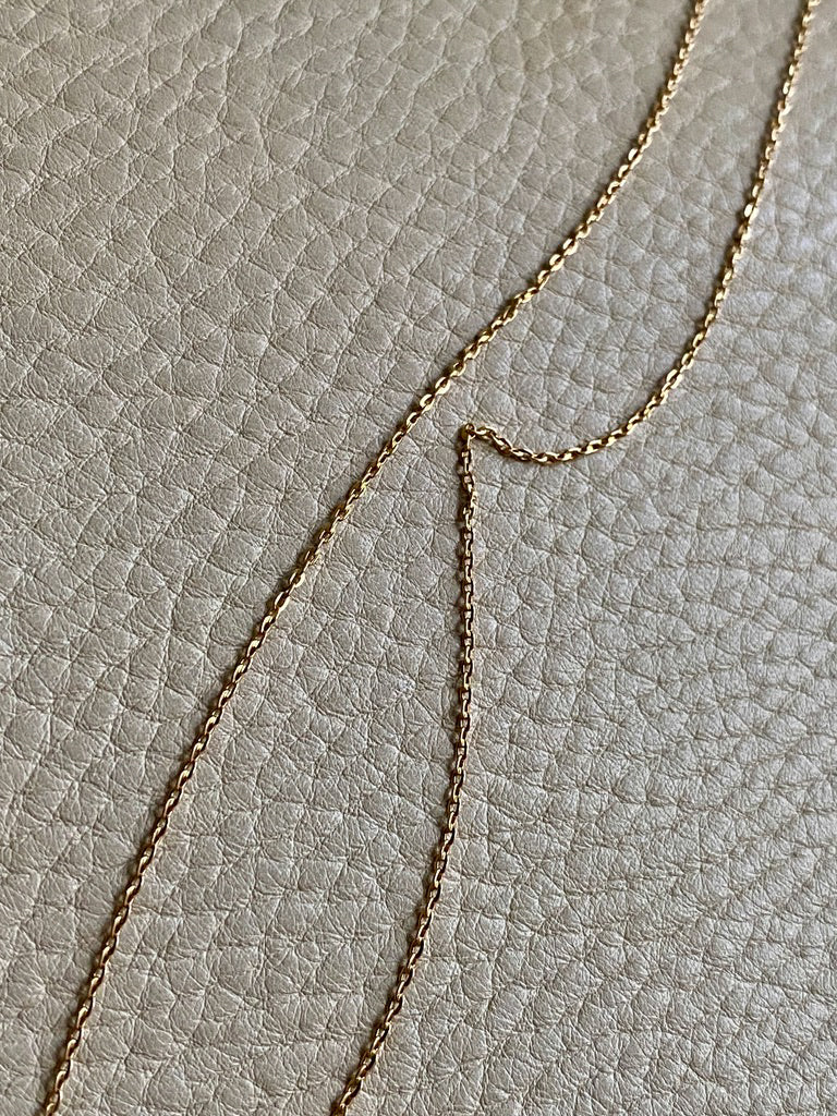 18k Gold Swedish Vintage Skinny Biker Link Chain Necklace - 17.3 inch length