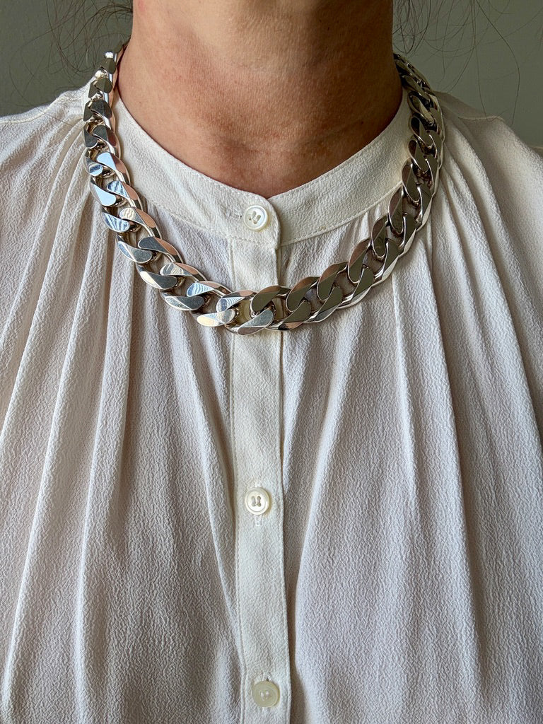 CHUNKY!! Sterling Silver Curb Chain Necklace - 20 inch length