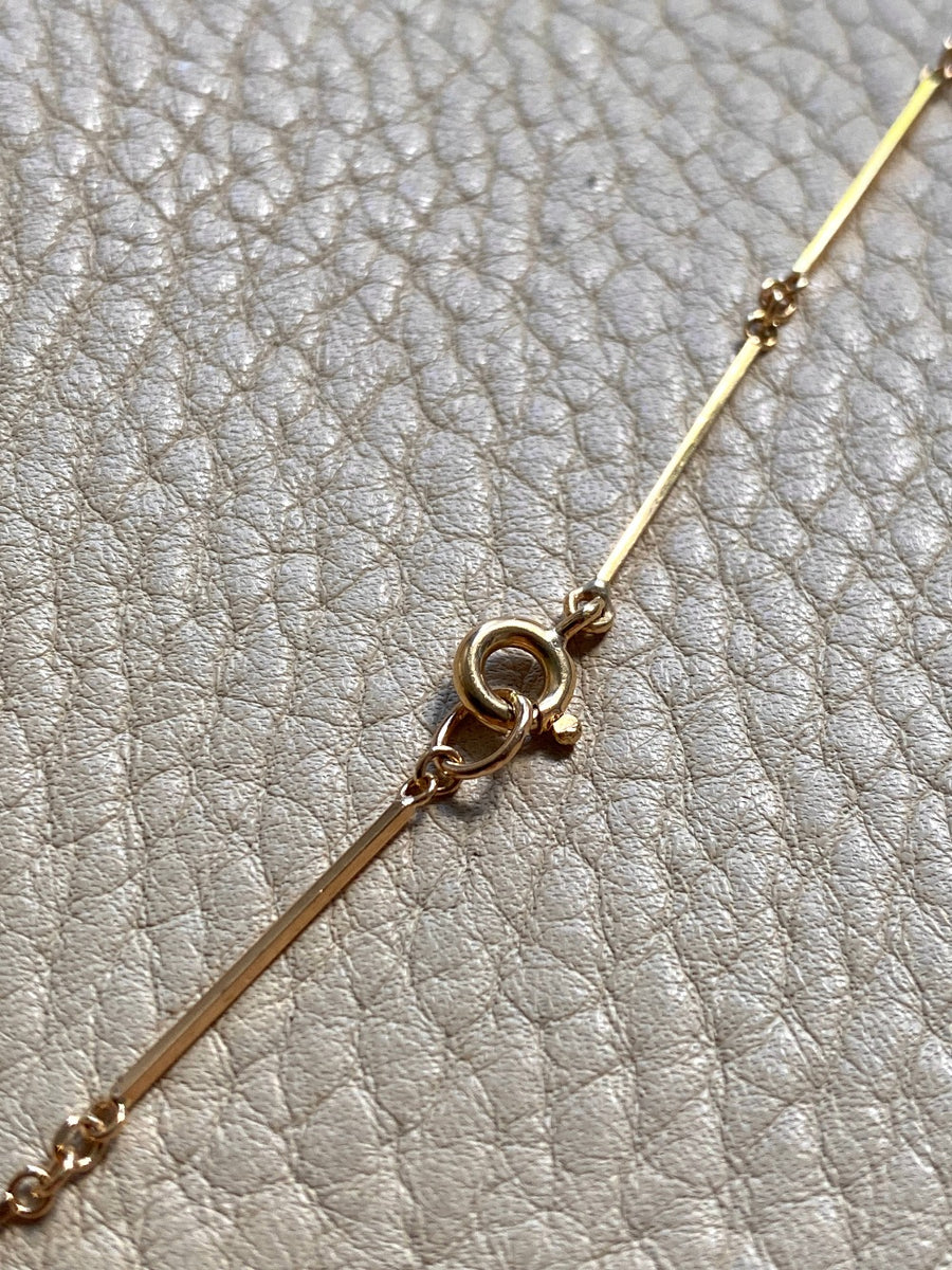 Dainty gold bar link necklace - 18k gold - 20.4 inch length - Swedish vintage 1954