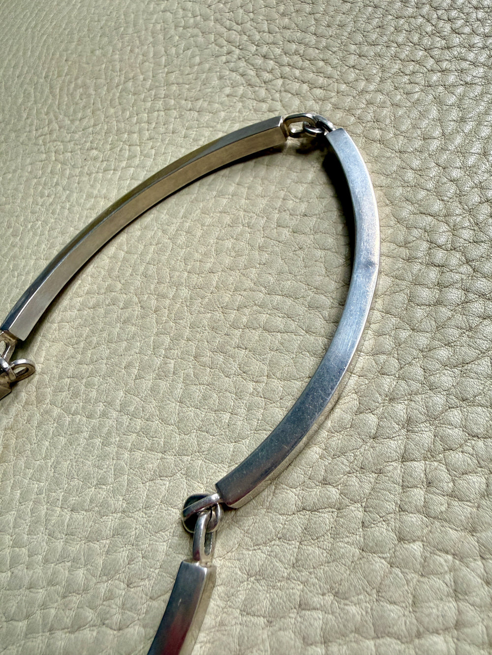 1970s era Vintage Sterling Silver Bar Link Choker Necklace by Franz Scheuerle Quinn – 14.5 inch interior circumference