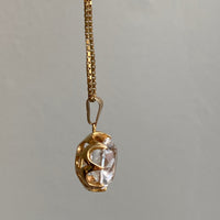 Crystal Swedish pendant necklace - Solid 18k gold - Made in 1975