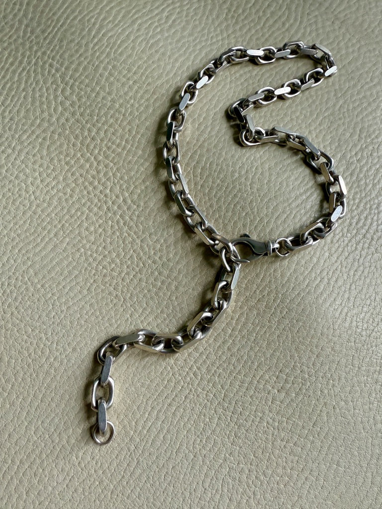 CHUNKY Vintage Sterling Silver Biker Chain Necklace - 21.3 inch length