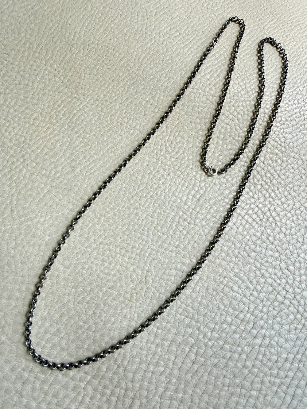 Vintage Silver Rolo Link Necklace- 30 inch length