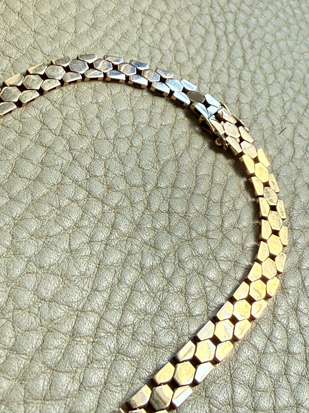 SPECIAL! Vintage Hexagon Link Necklace in 14k gold - 15.75 inch length