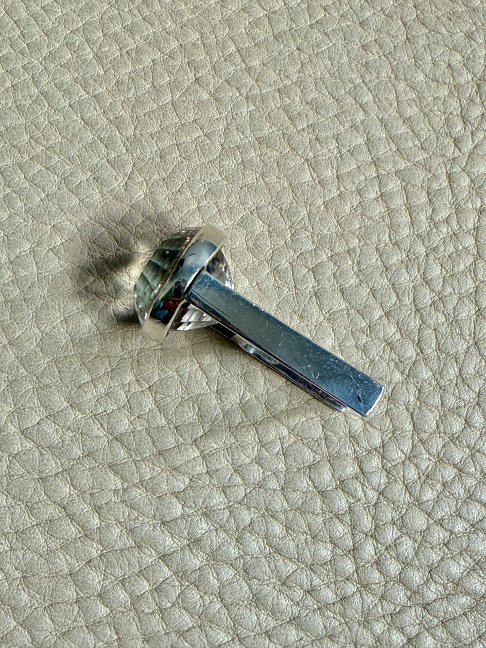 SPARKLES!! 1972 Ove Bohlin Modernist Silver and Quartz Cocktail Ring - Size 7.5