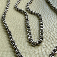 Loooong Vintage Double Rolo Link Necklace in Silver – 41 Inch Length