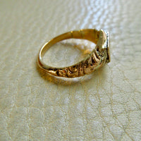 1847 Antique 18k Gold Mourning Ring with Secret Compartment – Size 7.5