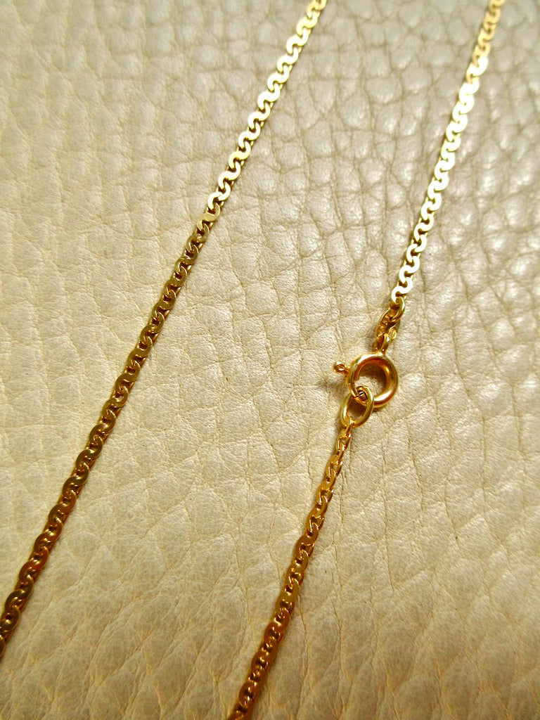 Skinny Vintage Swedish Virola Link Necklace 18k Gold – 19.7 Inch Length
