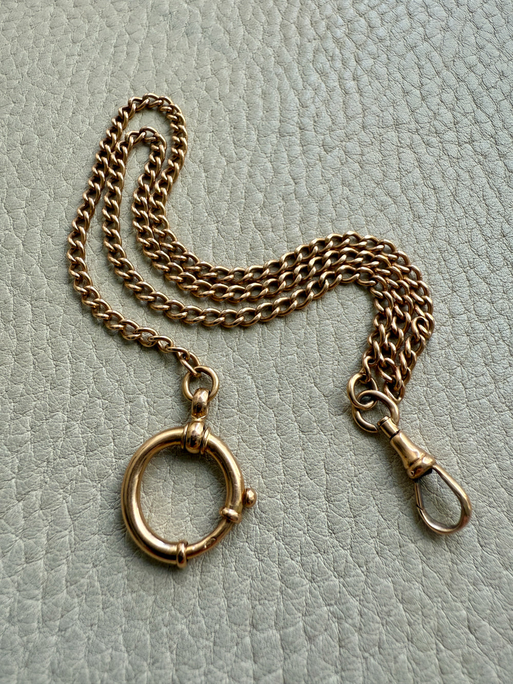1899 Antique Swedish 18k Gold Curb Link Watch Chain Necklace - 15.8 inch length