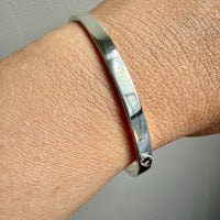 Heavy Solid Bangle Signed - Solid Sterling Silver - 7.7 inch interior circumference