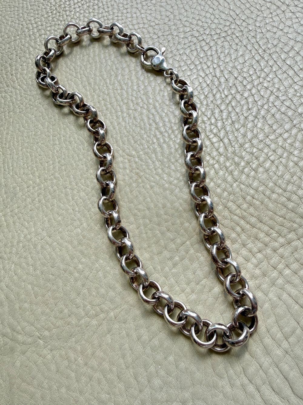 Chunky Chubby Sterling Silver Vintage Rolo Link Necklace – 18 Inch Length