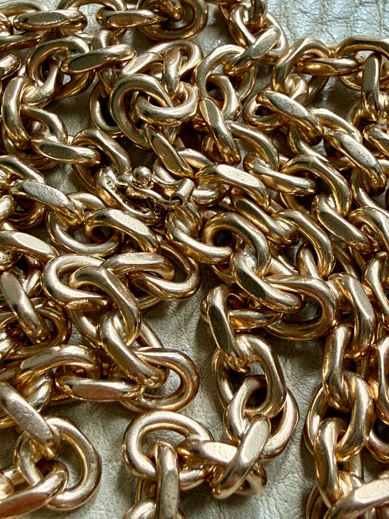 YUM! 1979 Swedish Vintage 81g Biker Link Chain Necklace 18k Gold – 24 Inch Length