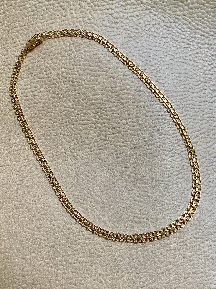 1973 Graduated width x link necklace in 18k gold - 18.5 inch length