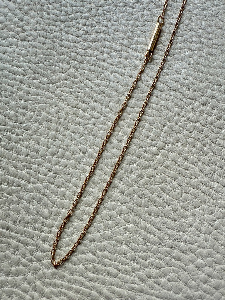 Antique Cable Link Necklace with Barrel Clasp - Solid 18k gold - 18.3 inch length