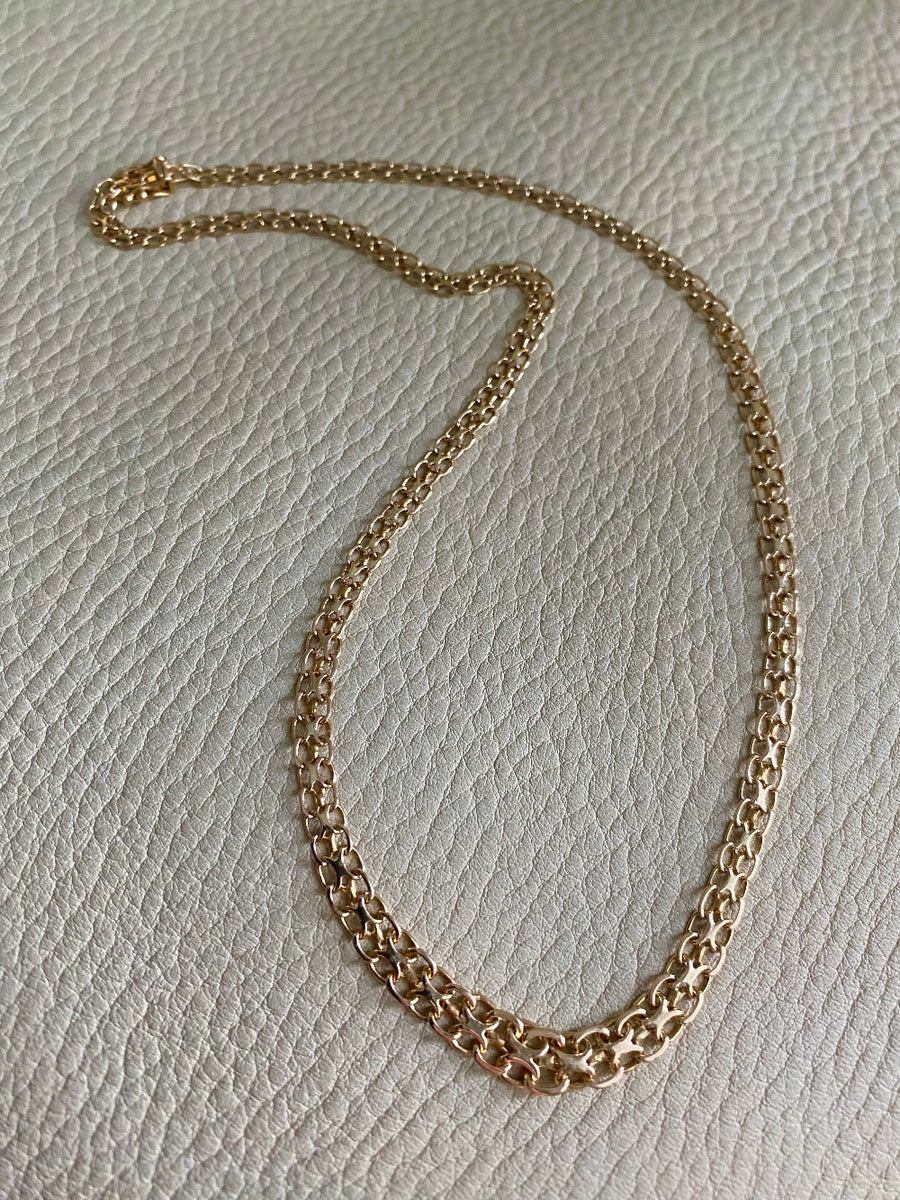 Swedish gold necklace - Graduated star link in solid 14k gold - 18.5 inch length