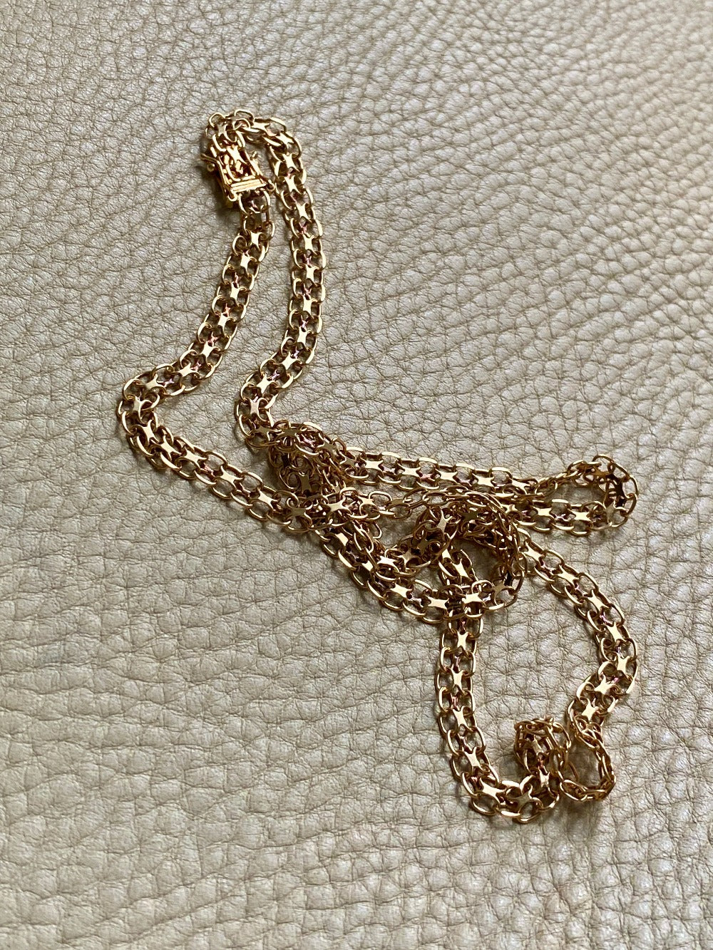 Long 18k gold vintage necklace - Slinky x-link by Tore Clareus - 24 inch length