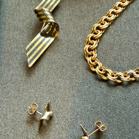 Vintage Curled Striped Ribbon Earrings 14k Gold & Silver – Paul Morelli