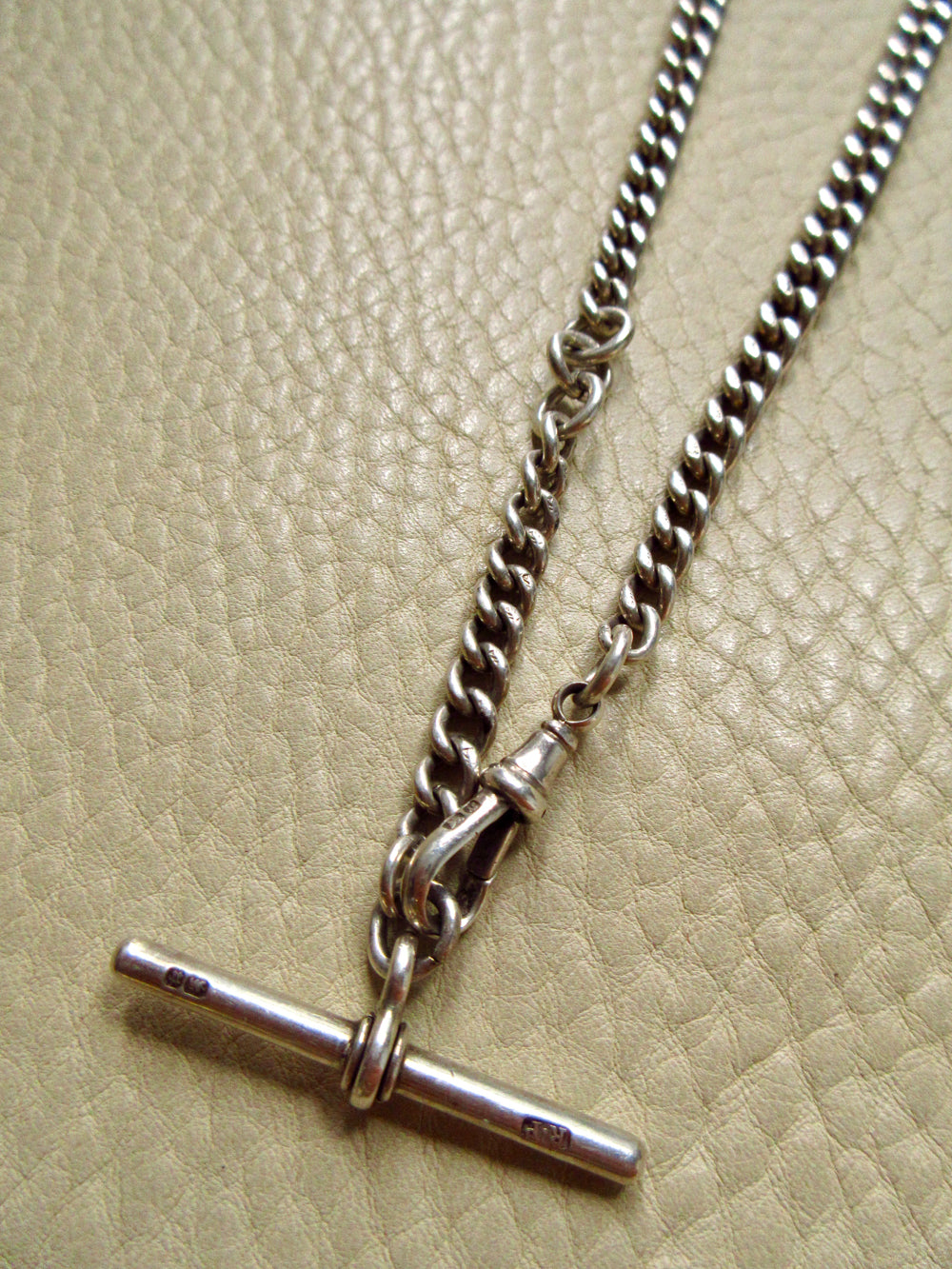 1894 Antique British Sterling Silver Curb Link Watch Chain – 14.75 Inch Length