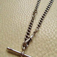 1894 Antique British Sterling Silver Curb Link Watch Chain – 14.75 Inch Length