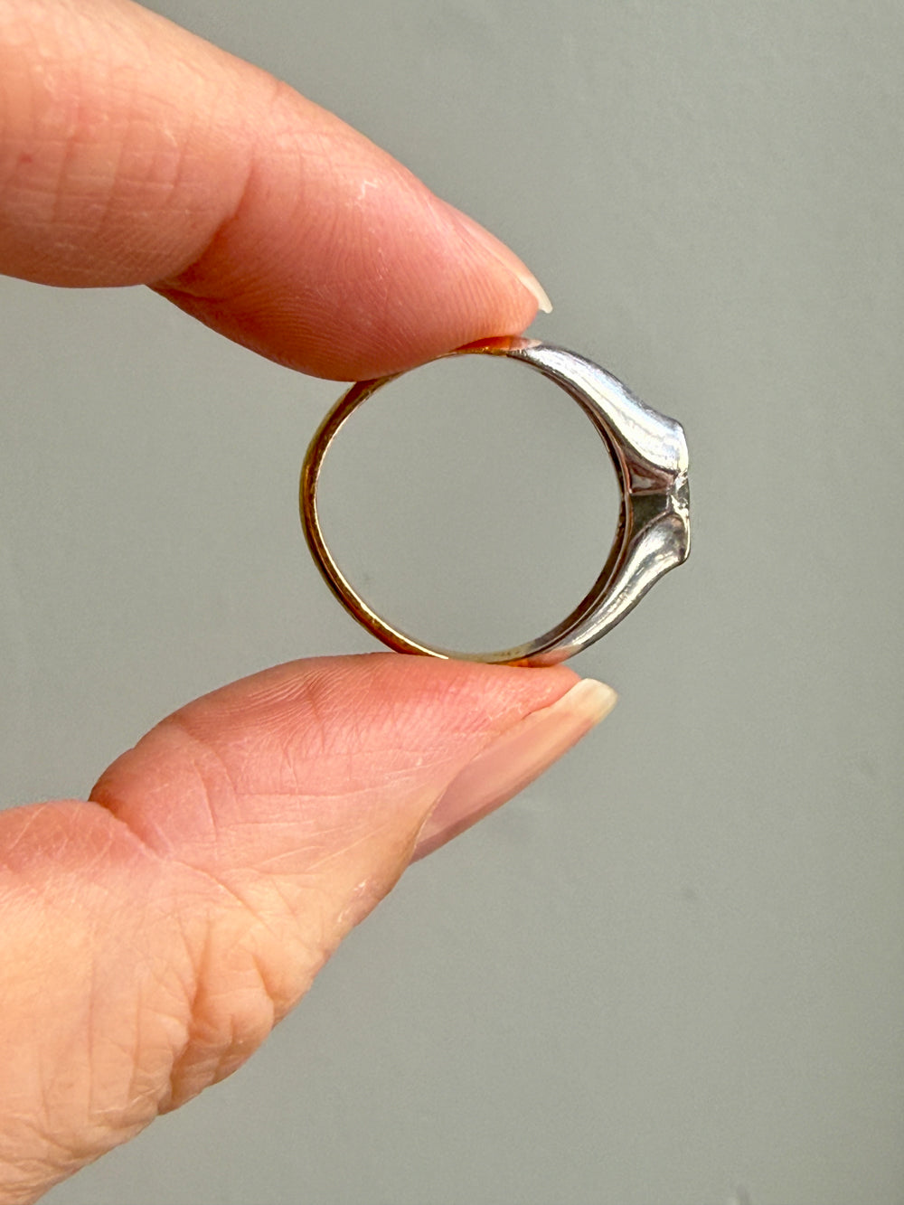 1928 Vintage 23k yellow gold and 18k white gold ring with 0.51 carat diamond - size 8