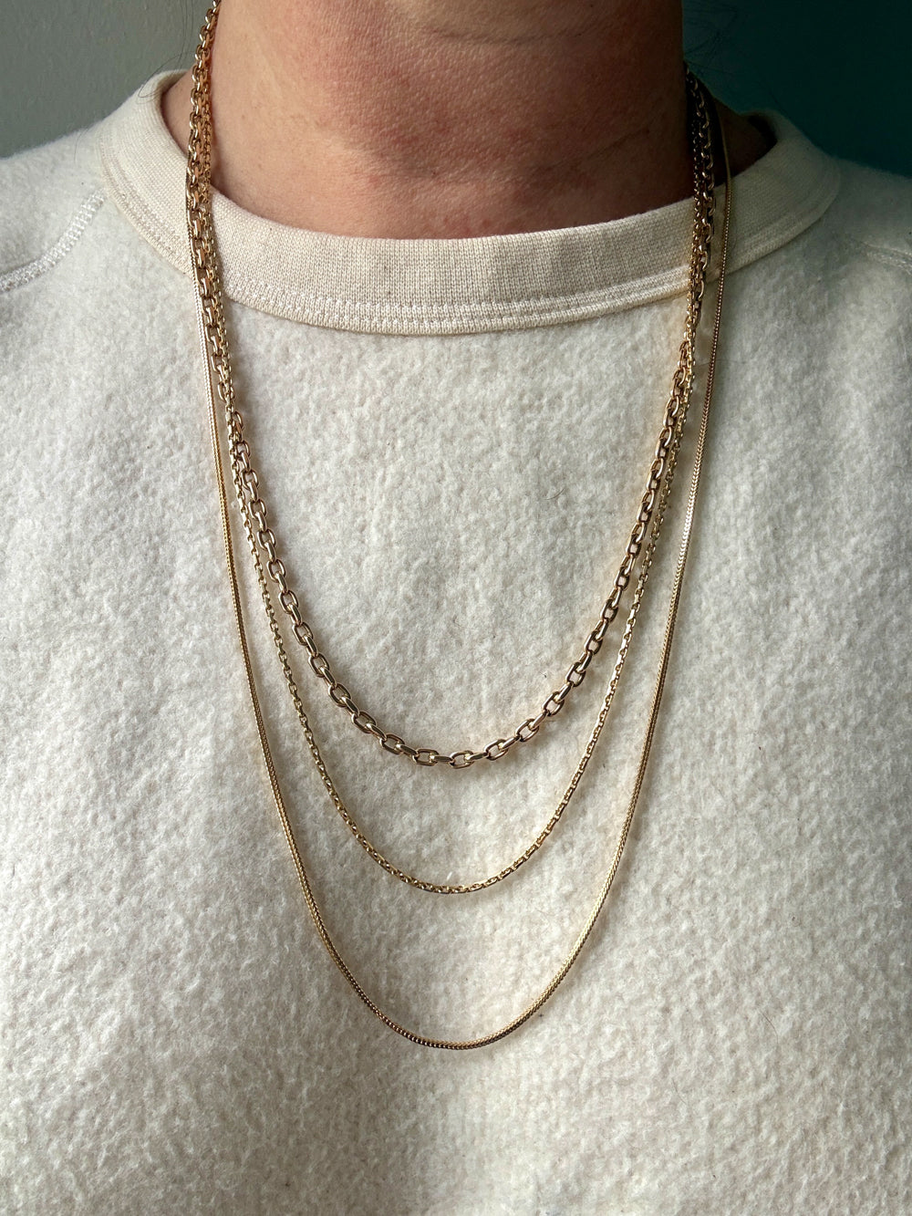 Danish Vintage 1.6mm Solid 14k Gold Biker Link Necklace – 24.75 Inch Length