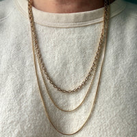 Danish Vintage 1.6mm Solid 14k Gold Biker Link Necklace – 24.75 Inch Length