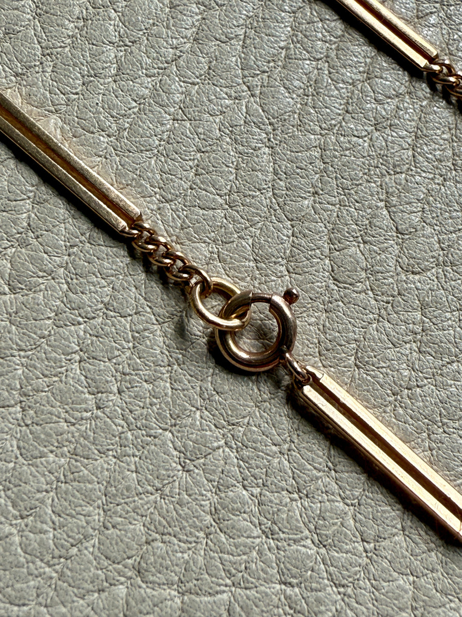 18k Gold Vintage Bar Link Variation Necklace - 21.75 inch length