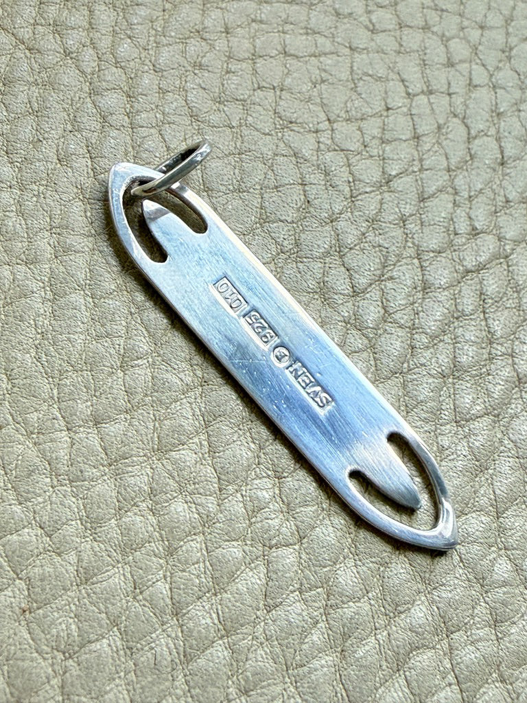 Vintage Swedish Sterling Silver Shuttle Pendant - Signed