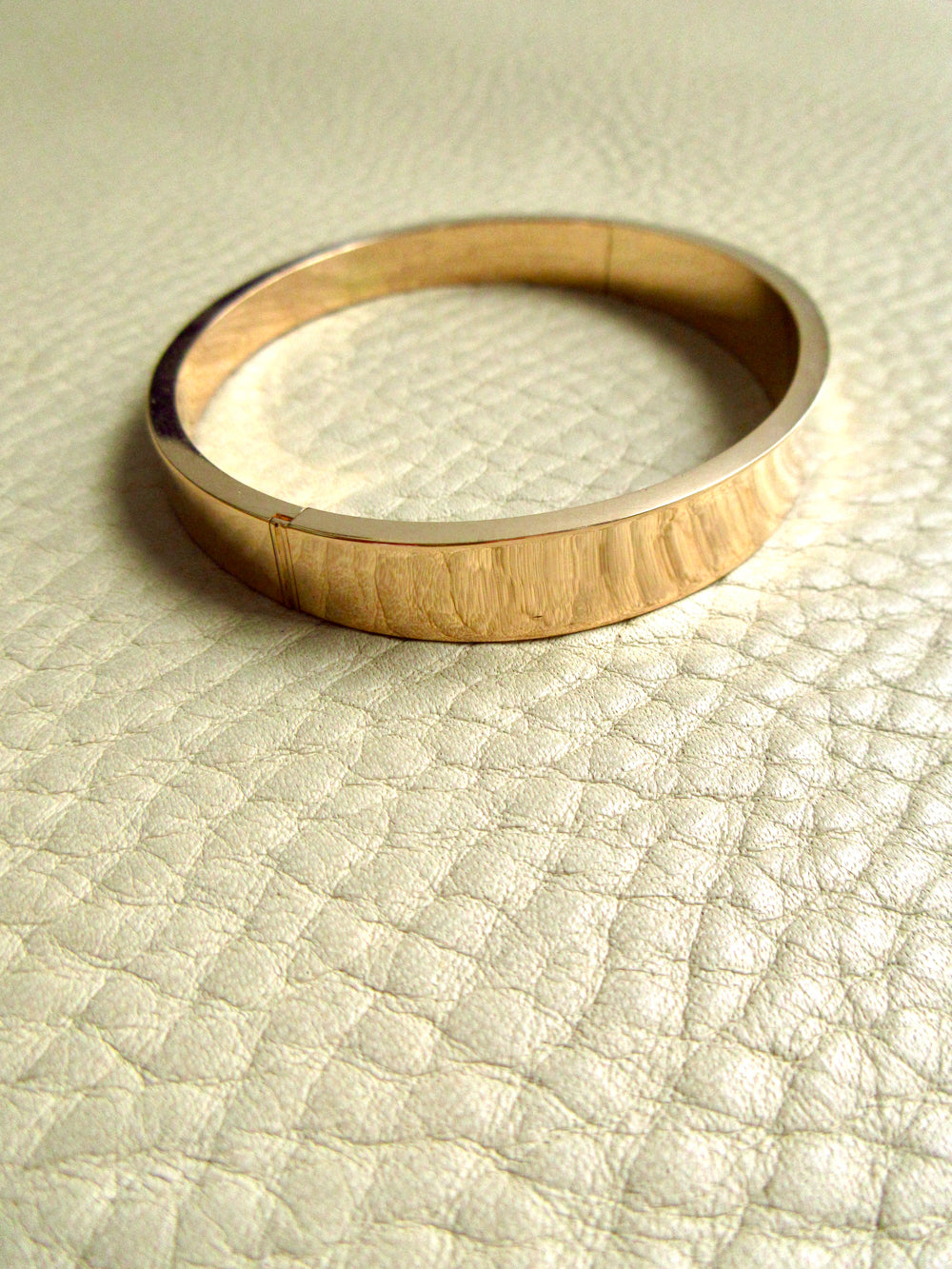 1960s era Vintage Danish 14k Gold Hinged Bangle Bracelet – 7 inch Interior Circumference