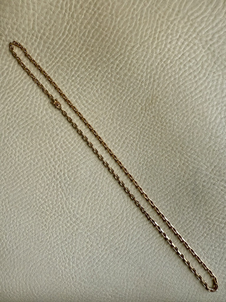 Longer Length 14k Gold Biker Link Necklace 3mm width - 22.2 inch length
