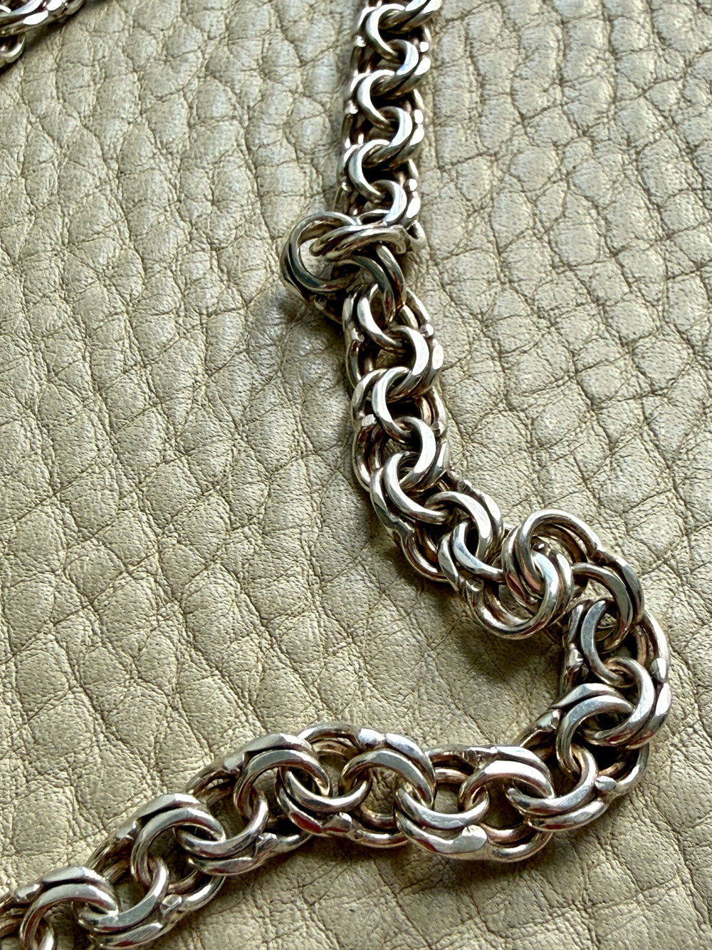 Vintage Sterling Silver Double Link Curb Chain Necklace – 17 Inch Length