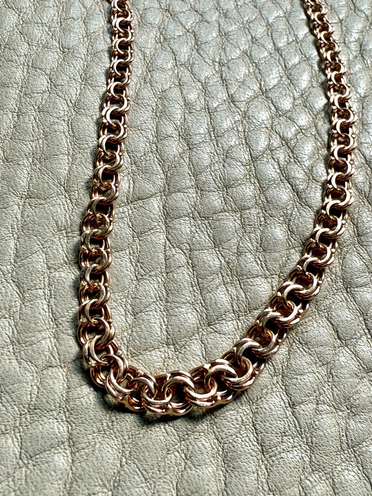 Swedish Vintage 18k Gold Necklace - Graduated Double Link Chain Necklace - 16.8 inch length