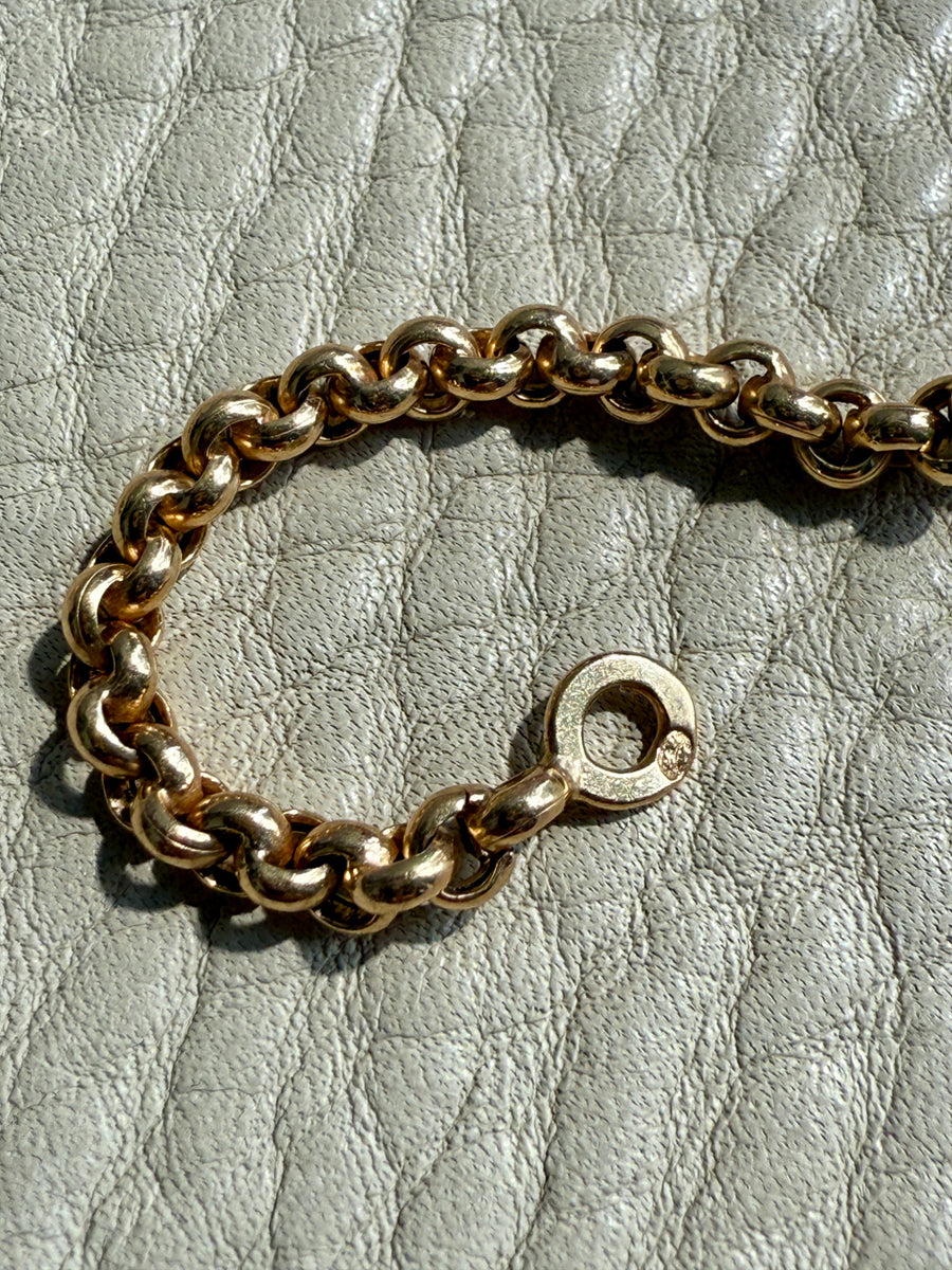 1950s era Vintage Graduated Width Rolo Link Necklace in 18k Gold - 17.75 inch length