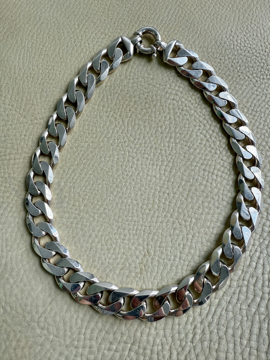 CHUNKY!! Sterling Silver Curb Chain Necklace - 20 inch length