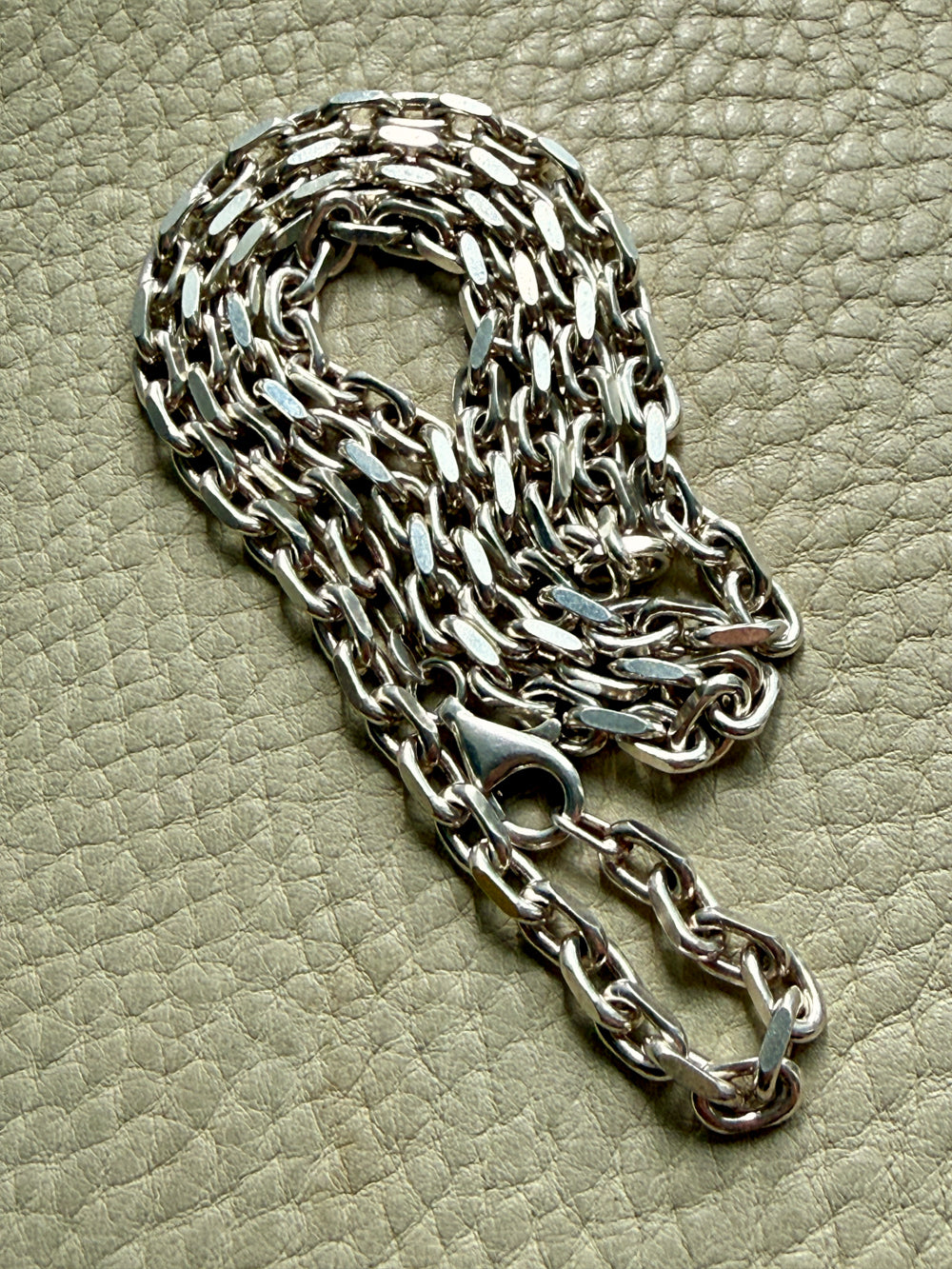 Sterling Silver Biker Link Chain Necklace - 23.6 inch length