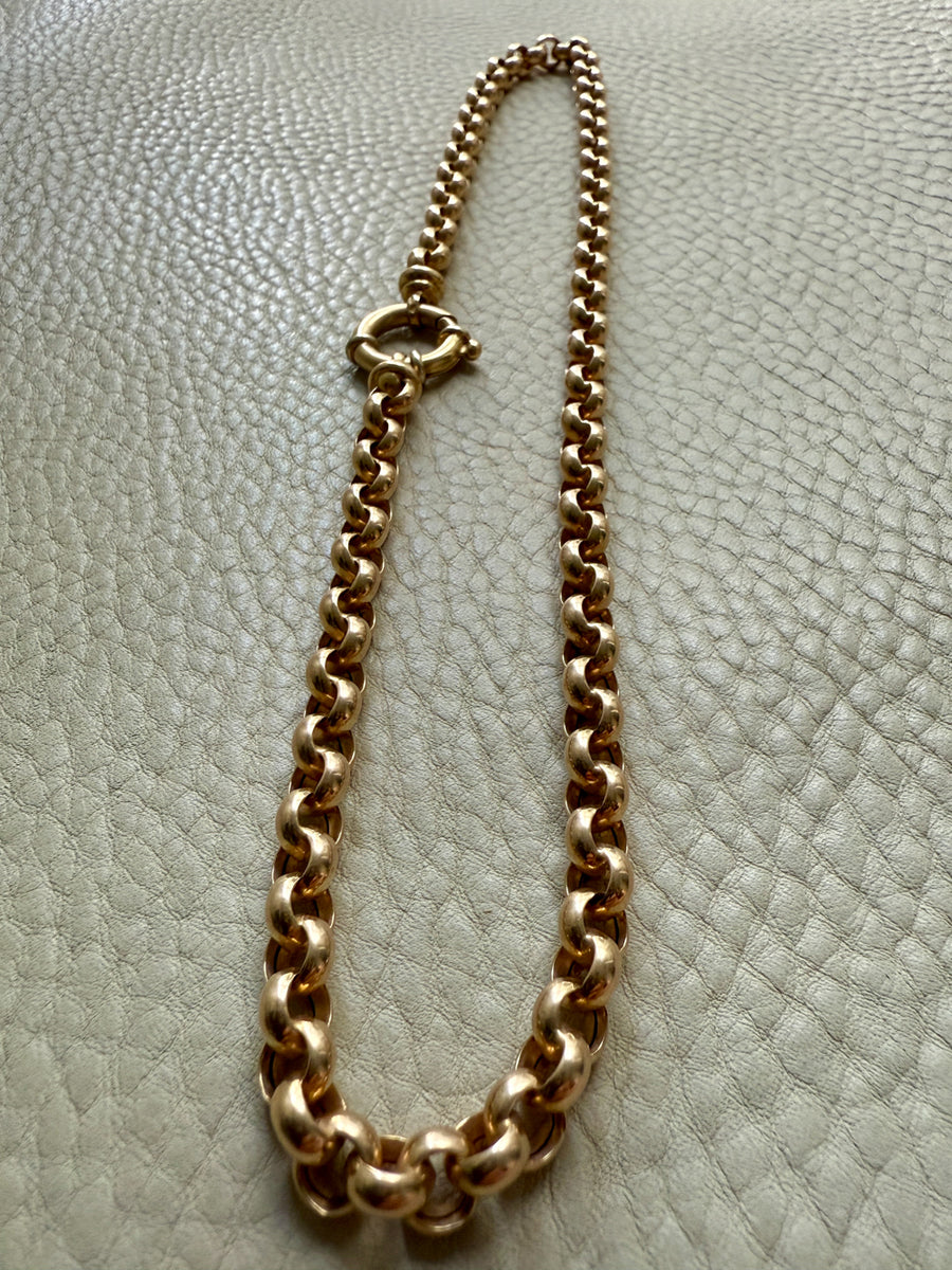 Chubby! 18k Gold Rolo Link Necklace with Large Bolt Clasp - 17.8 inch length