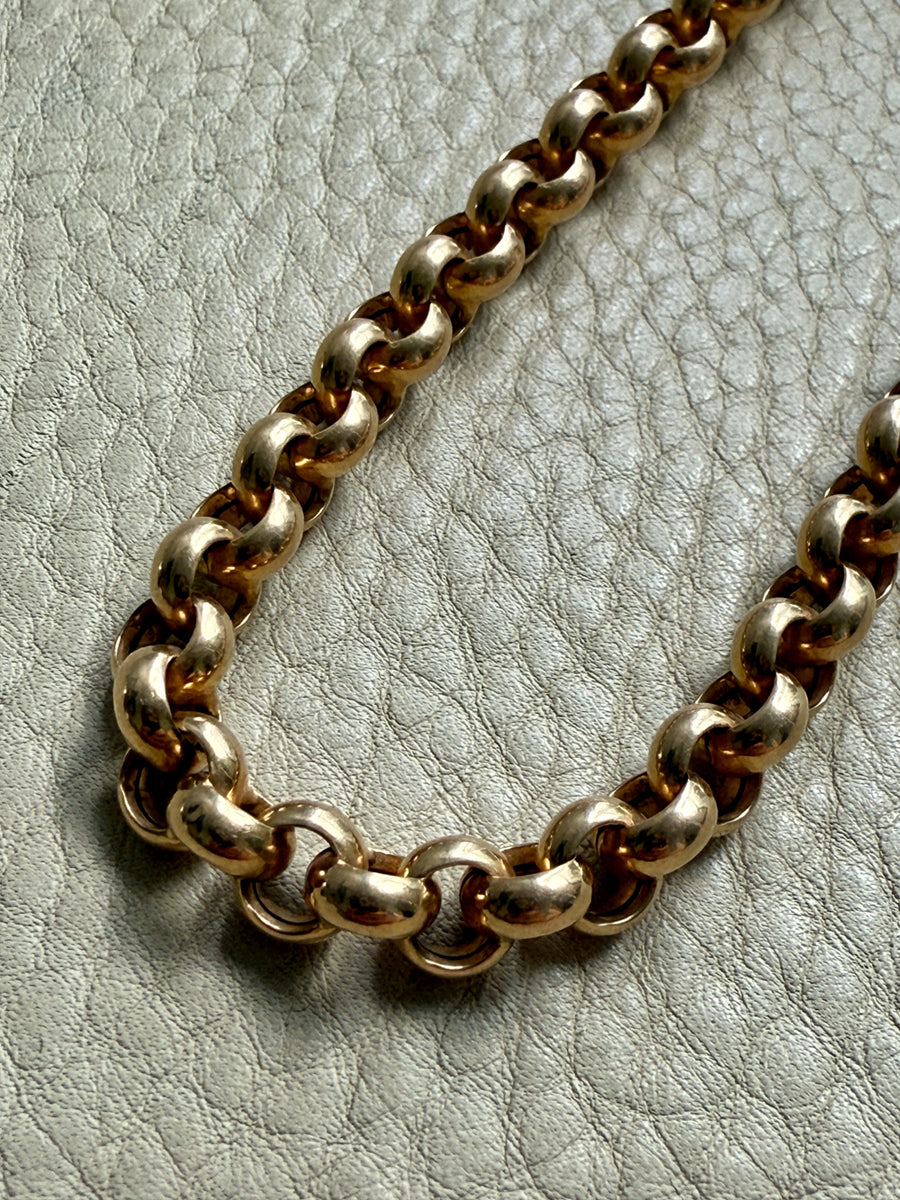 Chubby! 18k Gold Rolo Link Necklace with Large Bolt Clasp - 17.8 inch length