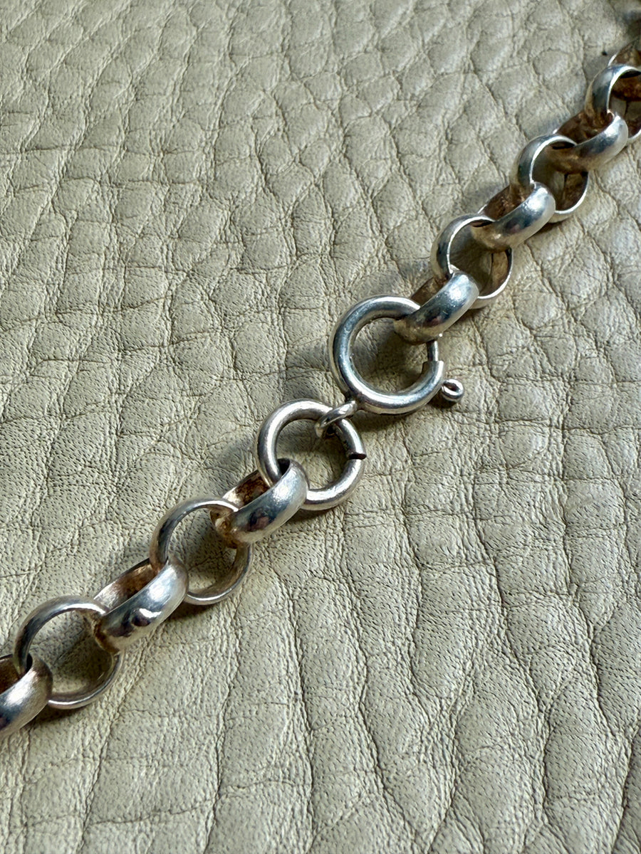 Extra Long Chubby Vintage Rolo Link Necklace in Sterling Silver - 54 inch length