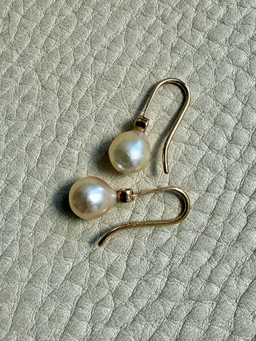 GORGEOUS! - Vintage European Pearl and 18k Gold Diamond Earrings