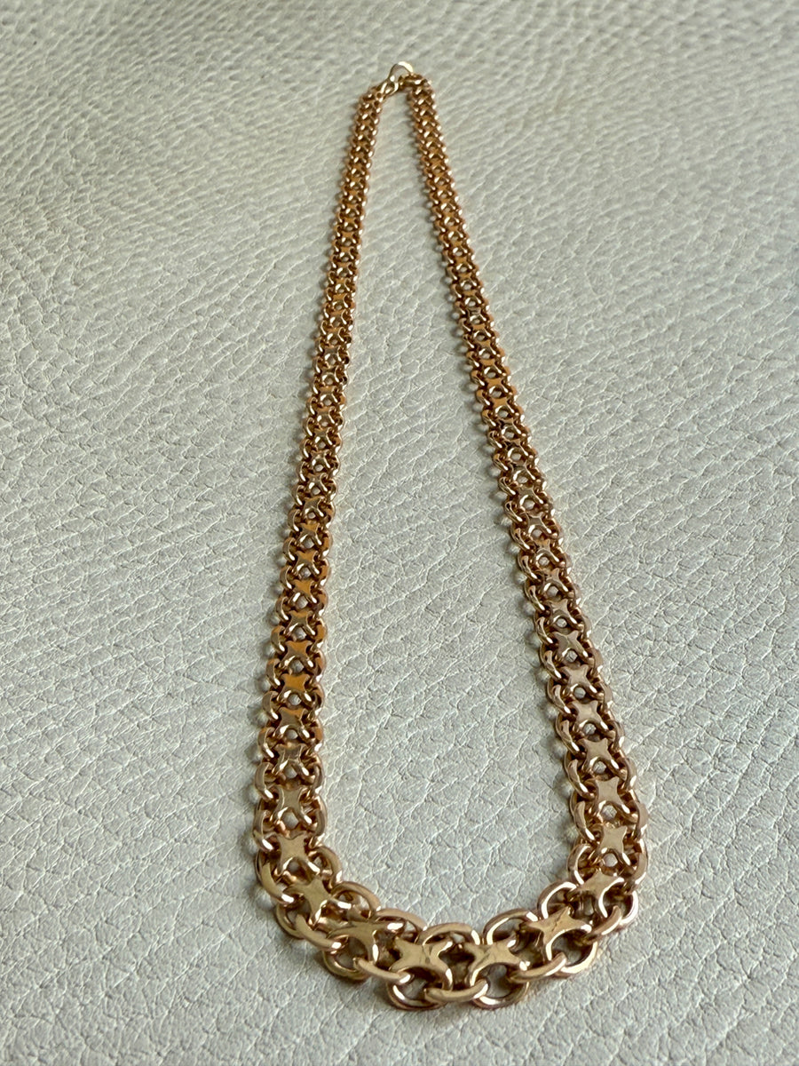 1960s era Graduated Star Link Necklace in 18k gold - 18 inch length