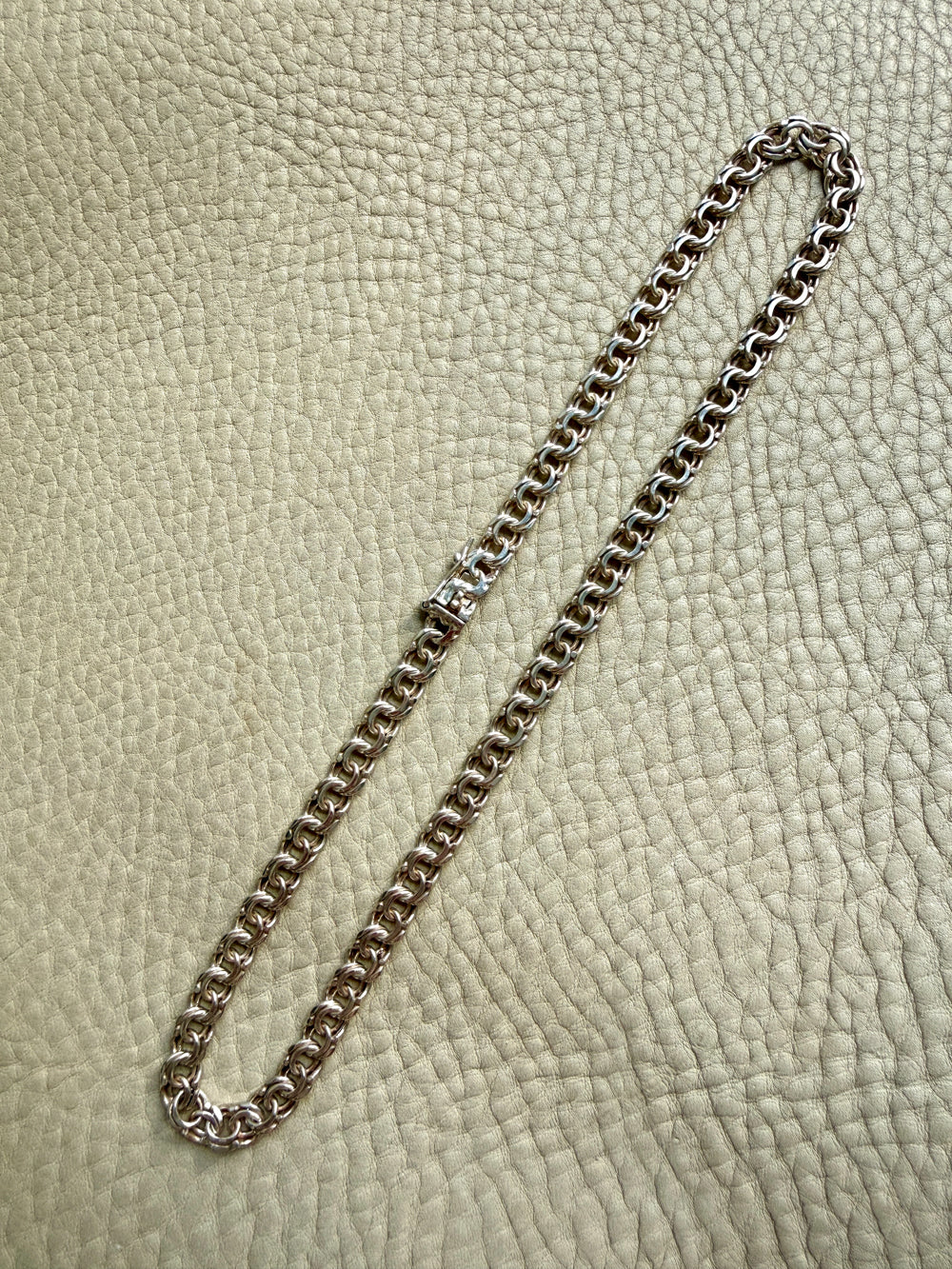Vintage Sterling Silver Double Link Curb Chain Necklace – 17 Inch Length